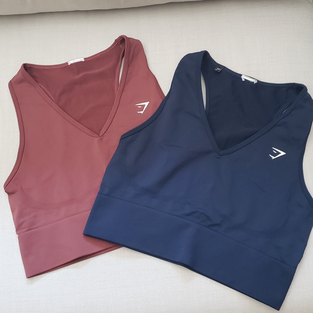 Gymshark New Everyday Seamless Crop Sports Tanks Set Of 2 , Size Large